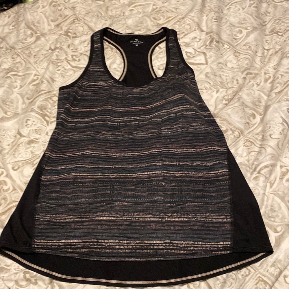 ATHLETA tank top size medium color brown grey lines going across the tanks top